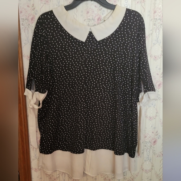 faith and joy 2x Polka-dot Collared Blouse Short Sleeve - Picture 1 of 6